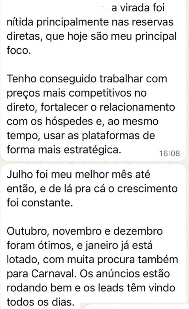 Depoimento de anfitrião sobre o Método R.eserva para hospedagem por temporada
